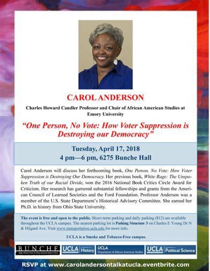 Carol Anderson “One Person, No Vote How Voter Suppression is