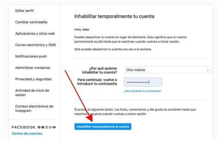 Como Eliminar Temporalmente Mi Cuenta De Instagram TecnoBits ️